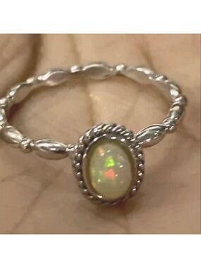 Sleeping Beauty Oval Cut opal Gem Stone Sterling Silver size 8 NWOT